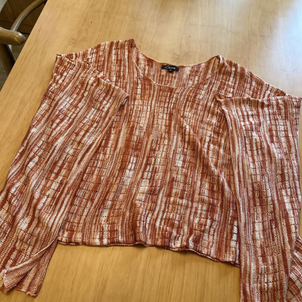 Cecico Women S Orange Sweater Anthropologie Top Shirt Poncho‎ 6386